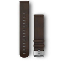 Correa de liberación rápida Garmin 20 mm, cuero, marrón oscuro, hebilla plateada (Venu, Venu Sq, Venu 2 plus, etc.)