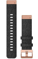 Correa Garmin QuickFit 20 mm, de nailon, negra, hebilla de oro rosa (Fenix 7S/6S/5S)