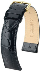 Correa de piel negra Hirsch Crocograin M 12302850-1 (Teletina)