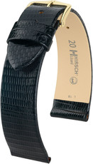 Correa de piel negra Hirsch Lizard L 01766050-1 (Piel de lagarto)