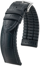 correa de cuero Hirsch Paul XL 0925028250-2, negro, piel de ternera/caucho natural, longitud XL, Quick Release