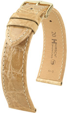 Correa de piel beige Hirsch Genuine Croco M 18900890-1 (Piel de cocodrilo) Hirsch Selection