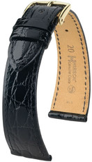 Correa de piel negra Hirsch Genuine Croco L 18920850-1 (Piel de cocodrilo)