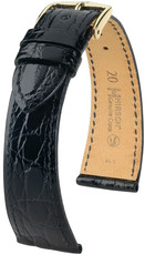 Correa de piel negra Hirsch Genuine Croco M 18900850-1 (Piel de cocodrilo) Hirsch Selection