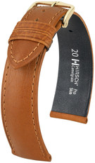 correa de cuero Hirsch Camelgrain M 10200910OE-1, marrón, piel de ternero, open end (para pasadores fijos), longitud M, Quick Release