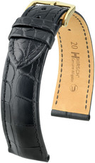 Correa de piel negra Hirsch Genuine Alligator M10200759-1 (Piel de aligátor)