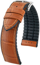 correa de cuero Hirsch Paul M 0925028175-2, marrón, piel de ternera/caucho natural, longitud M, Quick Release