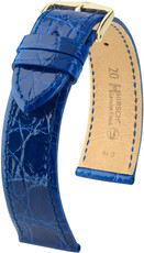 Correa de piel azul Hirsch Genuine Croco M 18900885-1 (Piel de cocodrilo)