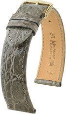 Correa de piel gris Hirsch Genuine Croco L 18920830-1 (Piel de cocodrilo) Hirsch selection