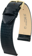 Correa de piel negra Hirsch Lizard M 01766150-1 (Piel de lagarto)