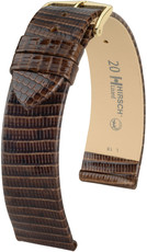 Correa de piel marrón oscuro Hirsch Lizard M 01766110-1 (Piel de lagarto)