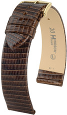 Correa de piel marrón oscuro Hirsch Lizard XL 01766210-1 (Piel de lagarto)