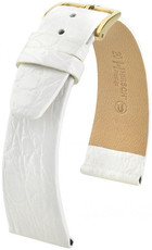 correa de cuero Hirsch Prestige L 02208000-1, blanco, piel de cocodrilo, longitud L, Quick Release
