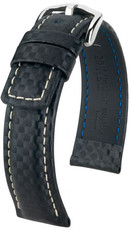 Correa de piel negra Hirsch Carbon XL 02592250-2 (Teletina)