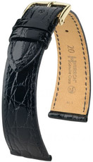 correa de cuero Hirsch Genuine Croco M 01808150-1, negro, piel de cocodrilo, longitud M, Quick Release