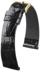 Correa de piel negra Hirsch Prestige M 02208150-1 (Piel de cocodrilo)