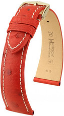 Correa de piel roja Hirsch Massai Ostrich L 04262021-1 (Piel de avestruz) Hirsch Selection