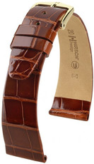 Correa de piel marrón Hirsch Prestige L 02207070-1 (Piel de cocodrilo) Hirsch Selection