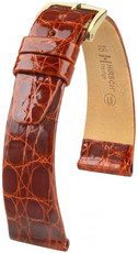 Correa de piel marrón Hirsch Prestige L 02208070-1 (Piel de cocodrilo) Hirsch Selection