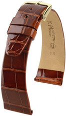 correa de cuero Hirsch Prestige M 02207170-1, marrón, piel de aligátor, longitud M, Quick Release