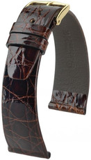 Correa de piel marrón oscuro Hirsch Prestige L 02208010-1 (Piel de cocodrilo)
