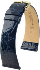 Correa de piel azul oscuro Hirsch Prestige L 02208080-1 (Piel de cocodrilo) Hirsch Selection