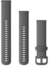 Correa de liberación rápida Garmin 20mm, silicona, gris, hebilla negra (Venu, Venu Sq, Venu 2 plus, etc.) + pieza extendida