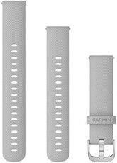 Correa Garmin Quick Release 18mm, silicona, gris claro, hebilla plateada (Venu 2S, Vívoactive 4S, Vívomove 3S) + extensión