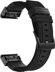 Correa de nailon Ricardo 22mm (para Garmin Fenix 7/6/5, Epix 2, MARQ etc.), negra, QuickFit