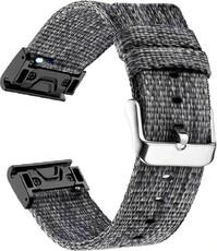 Correa de nailon Ricardo 22mm (para Garmin Fenix 8/7/6 (47mm), Epix 2 etc.), gris V1, QuickFit