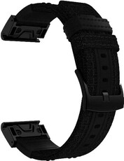Correa QuickFit 26 mm, de nailon, negra, hebilla negra (Garmin Fenix 7X/6X/5X, Tactix, etc.)