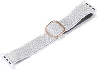 Correa para reloj Apple Watch, de nailon, blanca, hebilla de oro rosa (estuches de 42/44/45 mm)