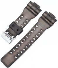 Correa para Casio G-Shock, plástico, negra, hebilla plateada (para los modelos GA-100, GA-110, GD-120, GLS-100)