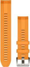 Correa Garmin Quickfit 22 mm, silicona, naranja, hebilla plateada (MARQ)