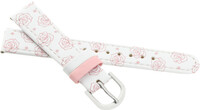 Correa de cuero infantil 16 mm, blanca, hebilla plateada (motivo rosa)