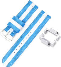Correa para Casio G-Shock, NATO, textil, azul-blanco, hebilla plateada (GA-2100/GA-2110, DW-5600, GW-6900) con adaptador