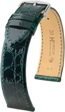 Correa de piel Hirsch Genuine Croco 18900840-2, verde, piel de cocodrilo, Quick Release