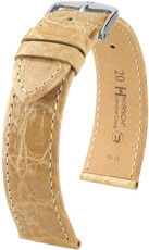 Correa de piel Hirsch Genuine Croco 18900890-2, beige, piel de cocodrilo, Quick Release