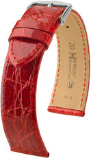 Correa de piel Hirsch Genuine Croco L 18920820-2, roja, piel de cocodrilo, longitud L, cierre rápido