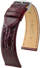 Correa de piel Hirsch Genuine Croco L 18920860-2, roja, piel de cocodrilo, longitud L, cierre rápido