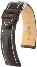 Correa de piel Hirsch Capitano L 04807019-2, marrón, piel de caimán, longitud L, cierre rápido