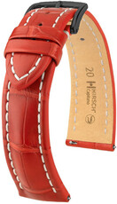 Correa de piel Hirsch Capitano L 04807029-5, roja, piel de caimán, longitud L, cierre rápido