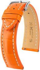 Correa de piel Hirsch Capitano L 04807076-2, naranja, piel de caimán, longitud L, cierre rápido