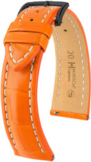 Correa de piel Hirsch Capitano L 04807076-5, naranja, piel de caimán, longitud L, cierre rápido
