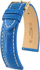 Correa de piel Hirsch Capitano L 04807085-1, azul, piel de caimán, longitud L, cierre rápido