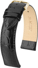 Correa de piel Hirsch Crocograin 12302850NQ-1, negro, teletina