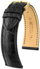 Correa de piel Hirsch Genuine Alligator 10200759NQ-1, negro, piel de aligátor