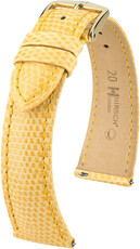 Correa de piel Hirsch London 04366173-7, amarillo, piel de lagarto, Quick Release
