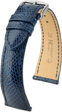 Correa de piel Hirsch London 04366180-2, azul, piel de lagarto, Quick Release