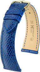 Correa de piel Hirsch London 04366185-7, azul, piel de lagarto, Quick Release